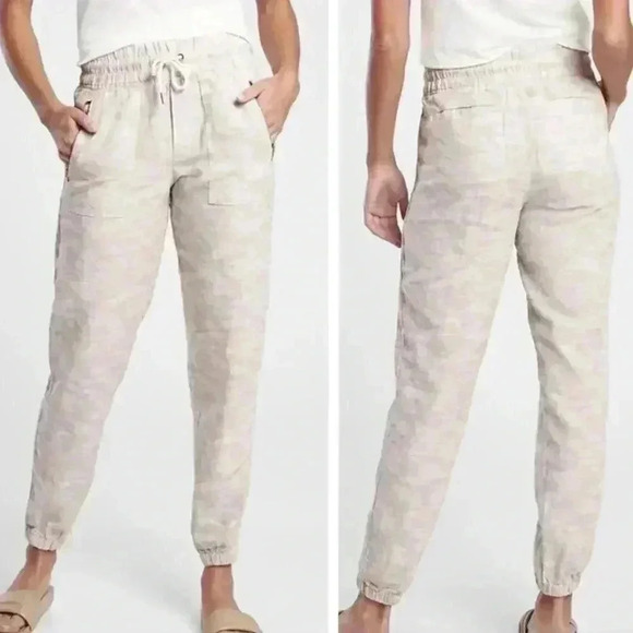 Athleta Cabo Linen Jogger Pant Camo Athletic Athleisure Gym Yoga Workout Running - Picture 1 of 9